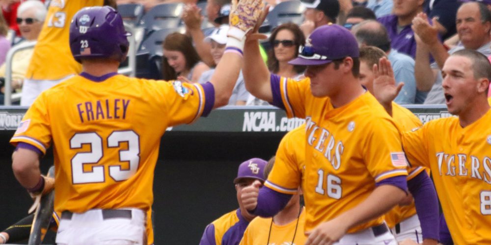 CWS: LSU-TCU - Jake Fraley, Jared Poché