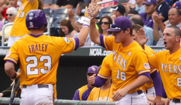 CWS: LSU-TCU - Jake Fraley, Jared Poché