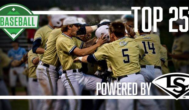Georgia Tech moves into the April 8 D1Baseball College Top 25, powered by Louisville Slugger
